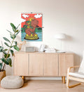 Golden Elegance vintage glam wall art canvas print with gold and green tones for Indian home decor.