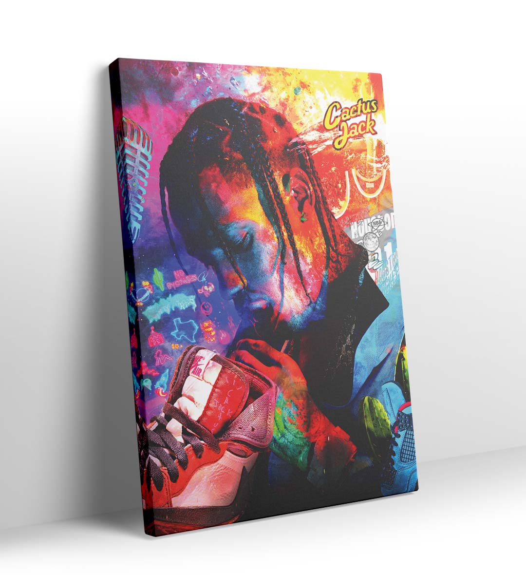 Travis Scott's Neon Dream with hip-hop Cactus Jack design wall art for home decor.